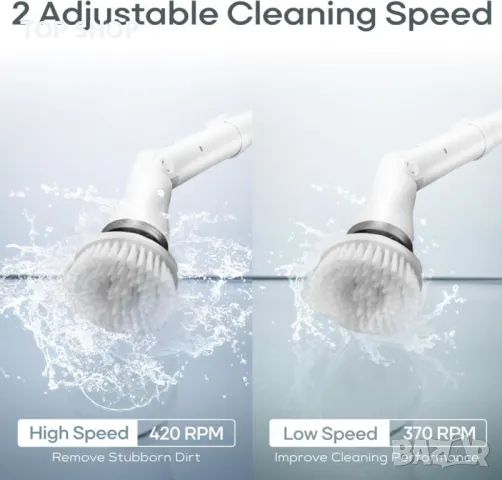 Diivoo Електрическа безжична почистваща четка за домашна употреба, 6 сменяеми глави, 2 скорости, снимка 7 - Мопове, кофи, четки и метли - 49627305