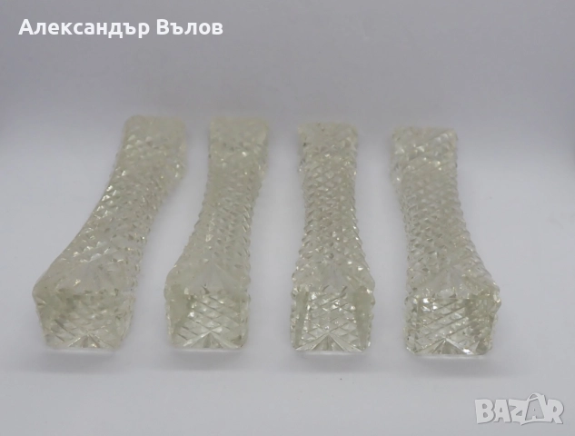 Стар Комплект от 4 бр Поставки за Прибори Стъкло Сервиране Изискано Хранене , снимка 10 - Други ценни предмети - 52910833