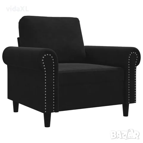 vidaXL Кресло, черно, 60 см, кадифе