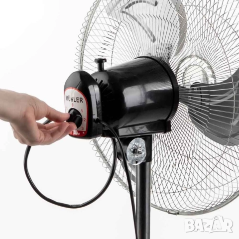 Вентилатор на стойка 16''Muhler FM-6136D 3in1, 50W, индустриален, на стойка, стена, под, снимка 7 - Друга електроника - 52112836