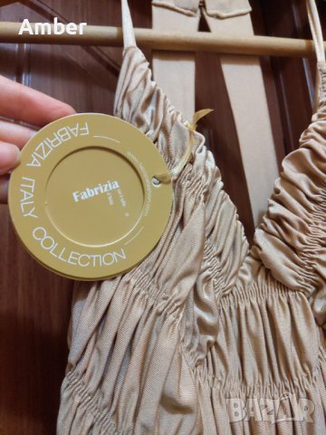 Официална дълга рокля в цвят бежаво шампанско Fabrizia ITALY, снимка 5 - Рокли - 34269012