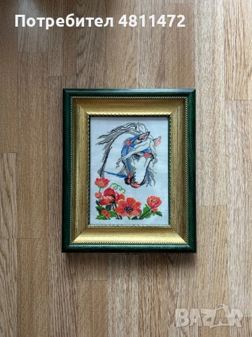 Красив ръчно изработен гоблен в рамка, снимка 3 - Гоблени - 54350396