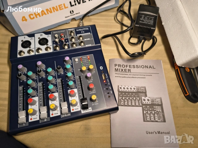 4-канален сценичен миксер, лек и преносим, ​​безопасен, издръжлив, подходящ за оборудване , снимка 2 - Аудиосистеми - 53951770