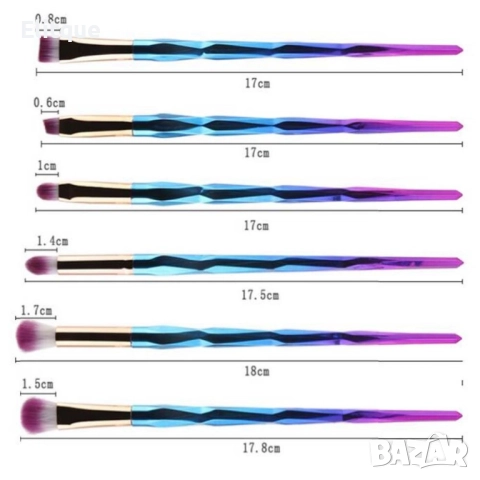 Комплект 10 броя четки за грим 3D Диамантен Еднорог HZS93, снимка 11 - Други - 52820400
