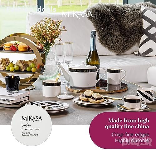 Нов Mikasa Luxe Deco Луксозен Чайник и Чаша с Арт Деко и Злато Подарък, снимка 9 - Други стоки за дома - 42873085
