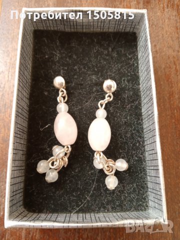 Обеци от сребро 925 дизайнерски обеци  с розов кварц, снимка 5 - Обеци - 32014353