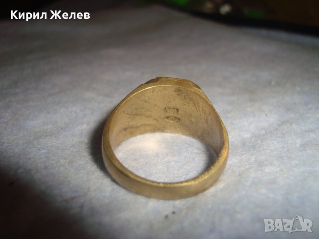 СТАР РЕТРО АРТ ДЕКО РЪЧНО ОРНАМЕНТИРАН ПОЗЛАТЕН ПРЪСТЕН от НЕРЪЖДАЕМА СТОМАНА с ПЕЧАТИ 585 14К 27573, снимка 9 - Антикварни и старинни предмети - 37497482