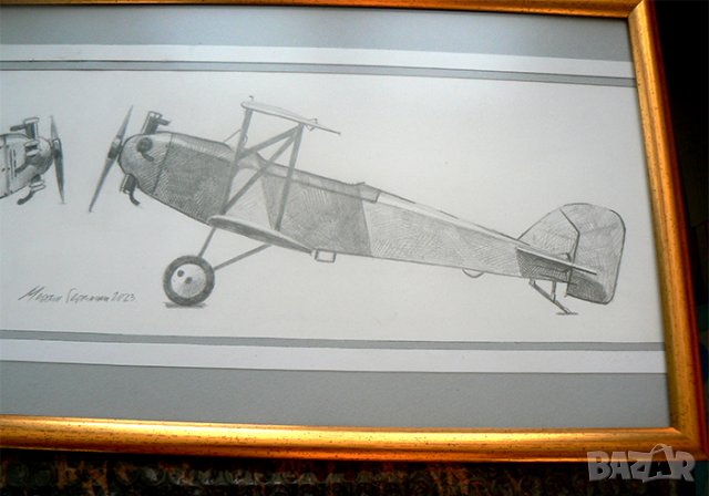 Рисунка с български самолети ДАР-1 и ДАР-1А . Худ.  Мартин Гергински ., снимка 4 - Картини - 39931212