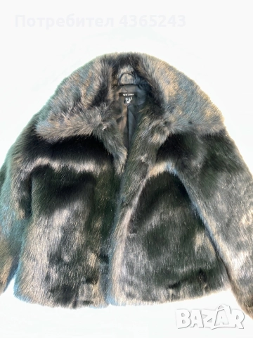 Дамско черно палто/ яке с косъм Чисто НОВО! Размер М, снимка 3 - Якета - 52577034