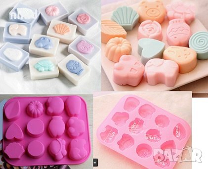 12 различни животни листо цвете сърце дълбоки силиконов молд форма калъп за сапун гипс бонбони