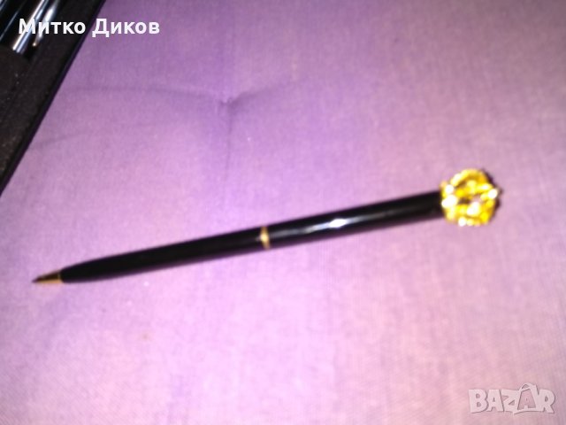 Химикалка ролер метална с коронка с кристали, снимка 1 - Ученически пособия, канцеларски материали - 29589852