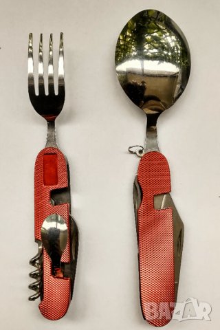 Мултифункционален нож, швейцарско джобно ножче, джобна ножка с вилица и лъжица за подарък, снимка 2 - Ножове - 34942914