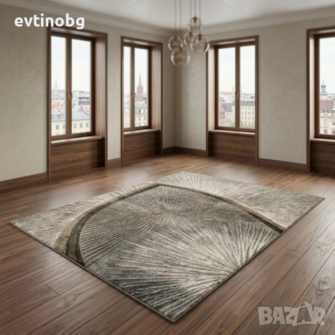 Луксозен Килим "Графит и Злато" 120х160см – Стилни Златисти пръски с 3D ефект, Противоплъзгащ и Миещ, снимка 2 - Килими - 53882977