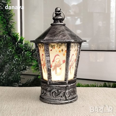 4210 Шестоъгълен коледен фенер светеща коледна украса, 14 см, снимка 3 - Декорация за дома - 42754932