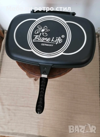 Двоен грил тиган с два вида плочи с незалепващо покритие за лесно и бързо приготвяне на храната. , снимка 3 - Съдове за готвене - 52289995