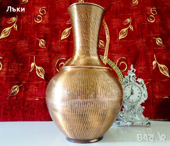 Медна кана,чиста червена мед 10 л.,1.4 кг. , снимка 3 - Антикварни и старинни предмети - 55830365