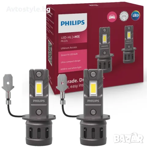 LED крушки за автомобил H3, Philips Ultinon Access 2500, 12V 20W 2БР, снимка 1