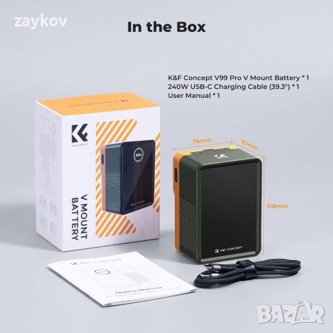 99Wh 14.8V 6700mAh Мини V-Mount батерия с PD100W бързо зареждане, снимка 5 - Оригинални батерии - 52972427