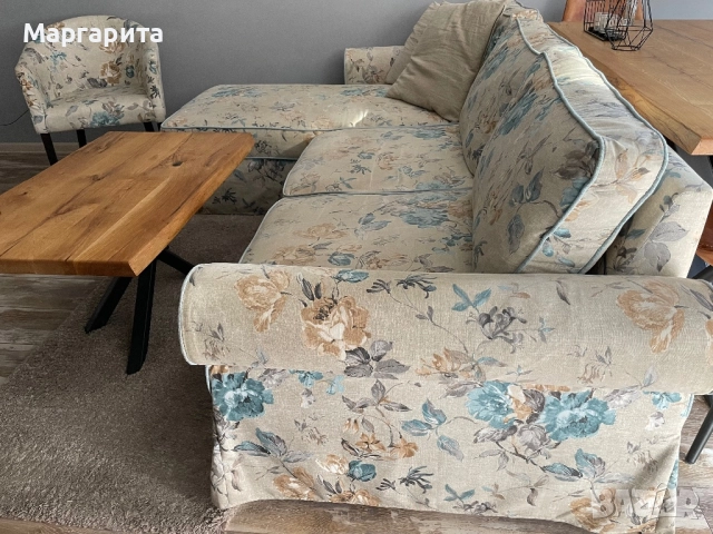 Диван разтегателен с ракла и кресло, снимка 3 - Дивани и мека мебел - 52720540