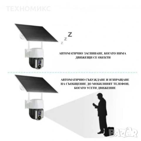 IP66 Слънчево захранвана външна 8MP камера с телефонно приложение V380, снимка 5 - Камери - 53881812