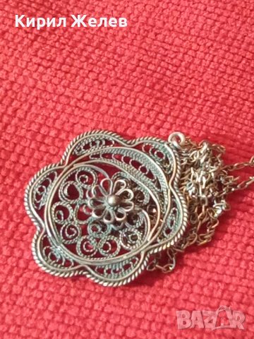 19 ВЕК СТАРИНЕН ФИЛИГРАНЕН СРЕБЪРЕН МЕДАЛЬОН и ВЕРИЖКА СРЕБРО 950 ФИНА РЪЧНА МАЙСТОРСКА РАБОТА 25884, снимка 2 - Антикварни и старинни предмети - 34852175