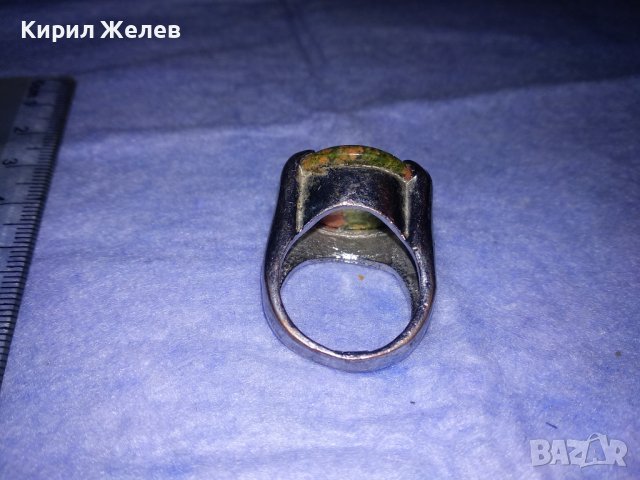 СКЪПОЦЕНЕН МЕДЕН ХРОМИРАН КРАСИВ КЛАСИЧЕСКИ МОДЕЛ ПРЪСТЕН с НАТУРАЛЕН ШЛИФОВАН КАМЪК 36967, снимка 8 - Пръстени - 39709324