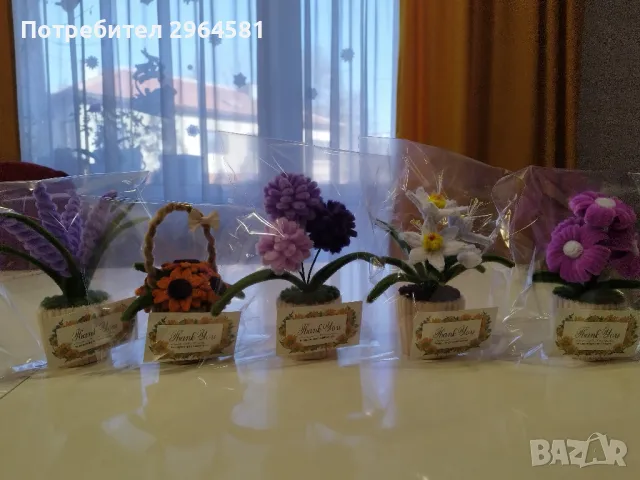 Ръчно изработени цветя от пухкава тел , снимка 1