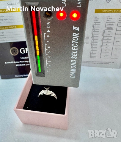 Сребърен пръстен с мойсанит (Диамант) 1 карат, снимка 11 - Пръстени - 52081076