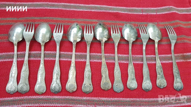 Посребрени прибори вилица лъжица , снимка 2 - Антикварни и старинни предмети - 53946207