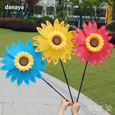 5947 Градинска вятърна въртележка Голямо цвете със слънчоглед, 70 см