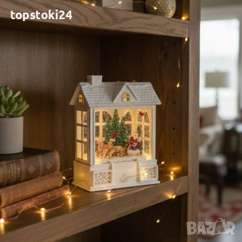 Снежна Коледна къщичка с Дядо Коледа – Идеален празничен акцент, снимка 2 - Други стоки за дома - 52641925