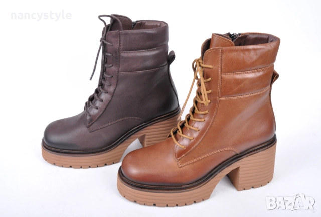 ЗИМА '25'26! Кожени дамски боти - Два цвята