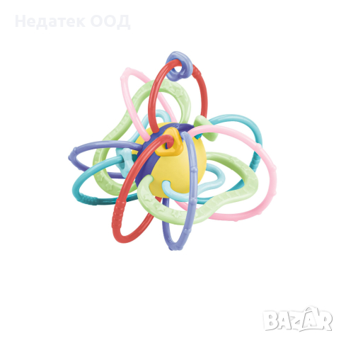 Дрънкалка за дъвчене, с цветни рингове и геометрични шарки