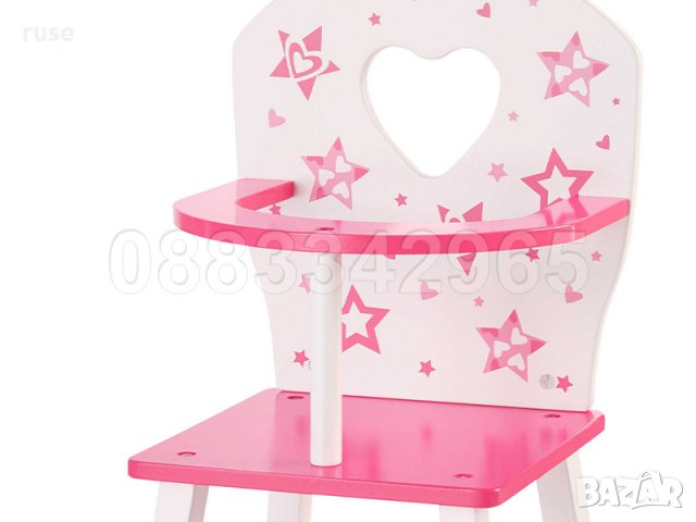 НОВО! Дървено столче за хранене на кукли/ бебета , снимка 2 - Играчки за стая - 39649431