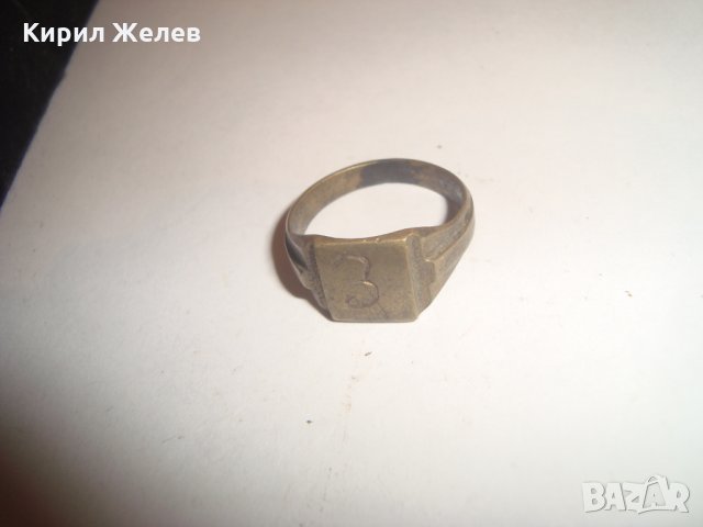 РЕТРО СТАРИНЕН БРОНЗОВ ПРЪСТЕН 20-те 30-те ГОДИНИ с БУКВА 6164, снимка 5 - Колекции - 30554514