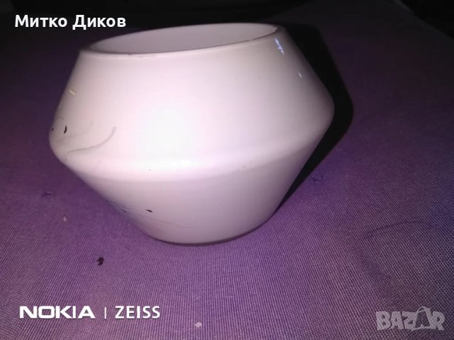 Гравирана и емайлирана стъклена ваза Н-85мм  и фи горе-83мм и долу 80мм отлична, снимка 2 - Вази - 47947059