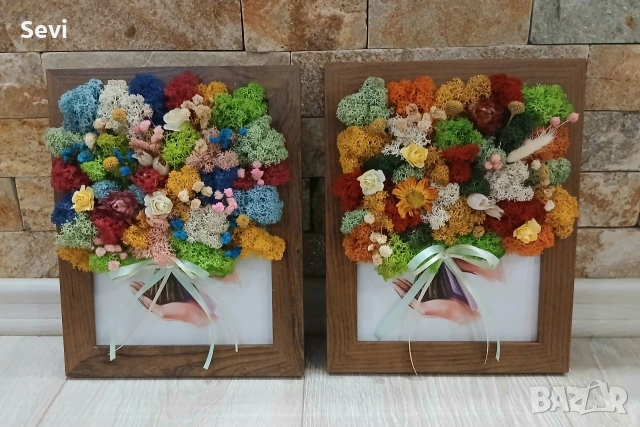 Букет в рамка със скандинавски мъх!, снимка 14 - Декорация за дома - 53449548