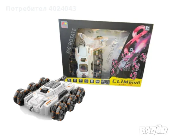 Каскадна радиоуправляема кола с преобръщащ се дизайн и светлинни ефекти, снимка 4 - Коли, камиони, мотори, писти - 47925575