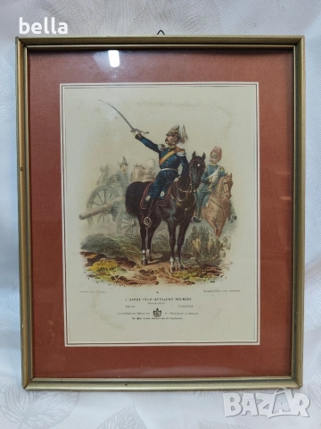 Антикварна немска литография – 1-ви Гвардейски артилерийски полк (Прусия)