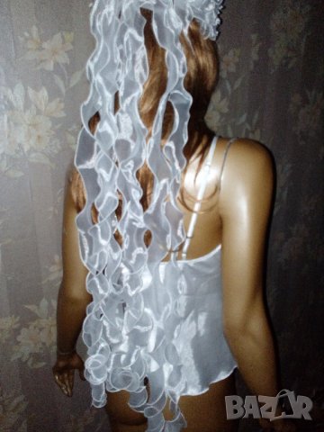 Ефектно венче  с перли и спираловидни ленти за сватба или моминско парти, снимка 6 - Сватбени аксесоари - 31099277