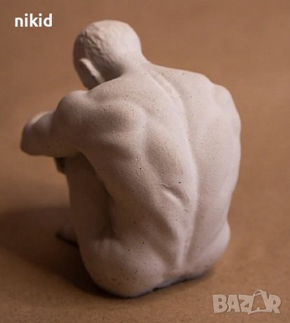 3D прегънат гол мъж човек скулптура силиконов молд форма свещ гипс декор, снимка 3 - Форми - 40352724