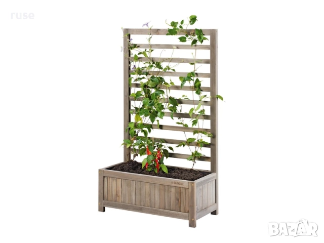 НОВИ! Градински сандък с пергола масив ела Parkside сив