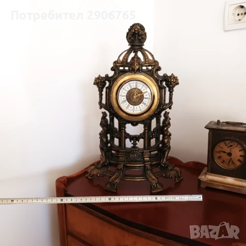 Стар каминен часовник механичен работещ, снимка 5 - Антикварни и старинни предмети - 50898927