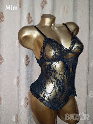 S Черен дантелен корсет/Топ/ , снимка 2 - Бельо - 42557397