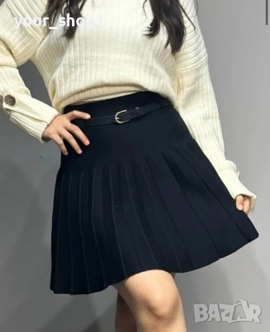 Къса пола плисе финно машинно плетиво , снимка 2 - Поли - 52698655