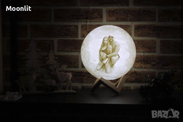 Лунна лампа със снимка и текст - 4 размера/ 3 или 16 цвята на светлината , снимка 4 - Арт сувенири - 35561134