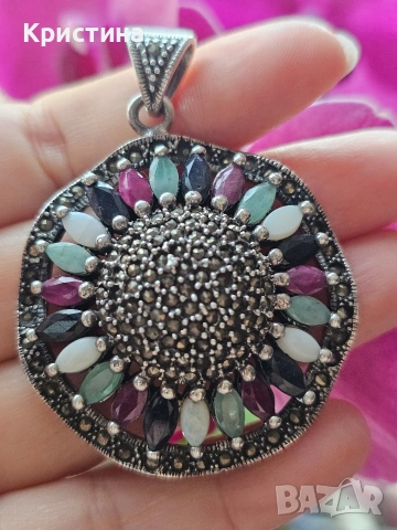 Масивен сребърен медальон , снимка 3 - Колиета, медальони, синджири - 53905949