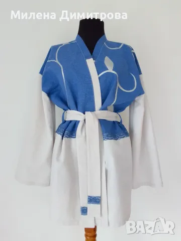 Ръчно рисувано памучно кимоно , снимка 2 - Туники - 48865564