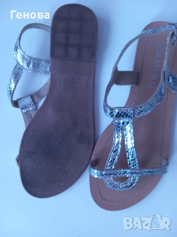 Дамски сребърни сандали номер 37, снимка 3 - Сандали - 50934025