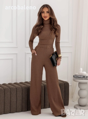 Дамски комплект от блуза и панталон с поло яка в райета Carolann, 4цвята , снимка 5 - Комплекти - 51896289